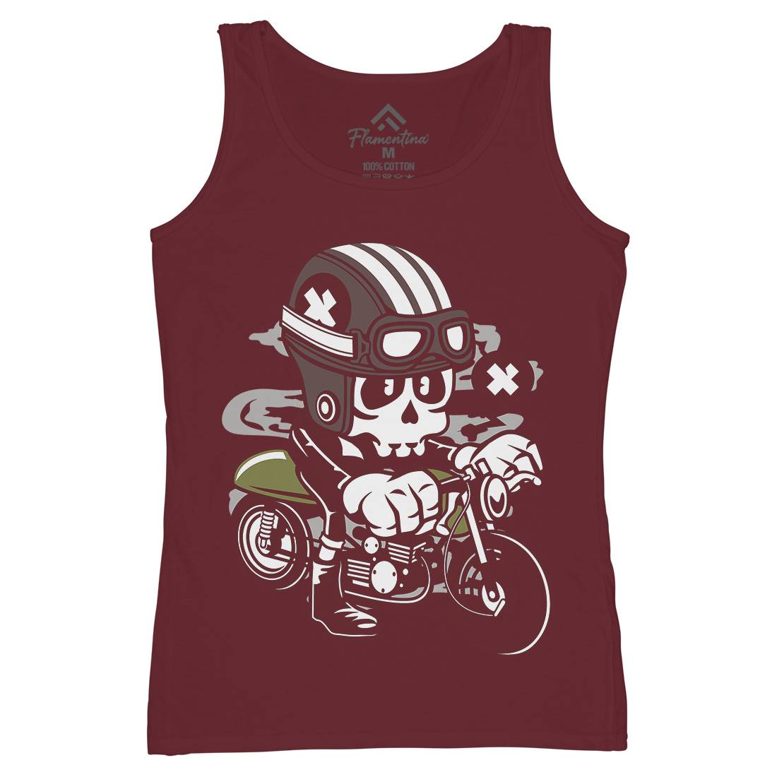Caferacer Skull Womens Organic Tank Top Vest Motorcycles C039