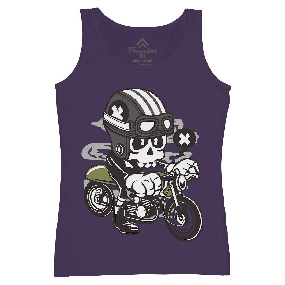 Caferacer Skull Womens Organic Tank Top Vest Motorcycles C039