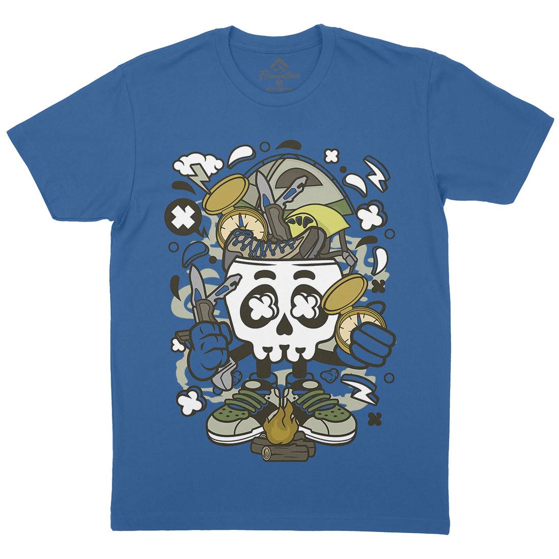 Camp Fire Skull Mens Crew Neck T-Shirt Nature C040