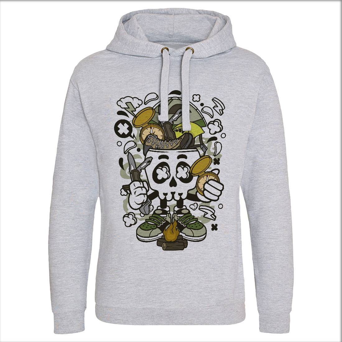 Camp Fire Skull Mens Hoodie Without Pocket Nature C040