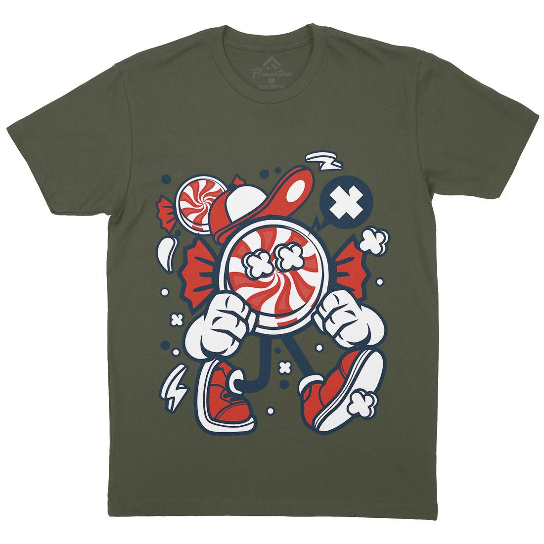 Candy Kid Mens Organic Crew Neck T-Shirt Retro C041