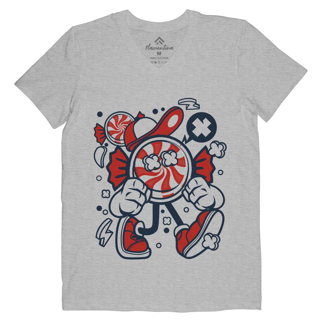 Candy Kid Mens Organic V-Neck T-Shirt Retro C041
