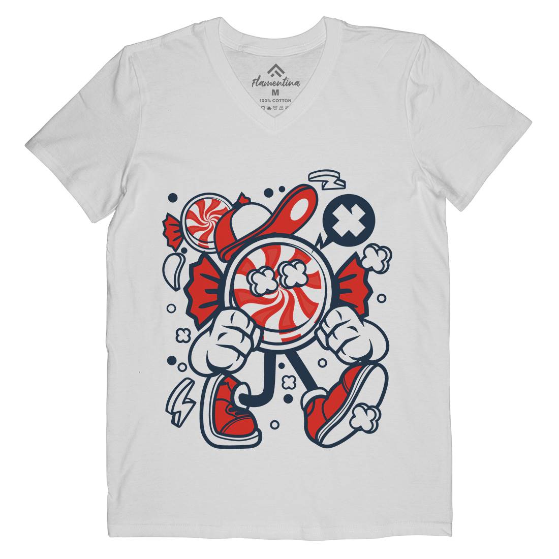 Candy Kid Mens Organic V-Neck T-Shirt Retro C041