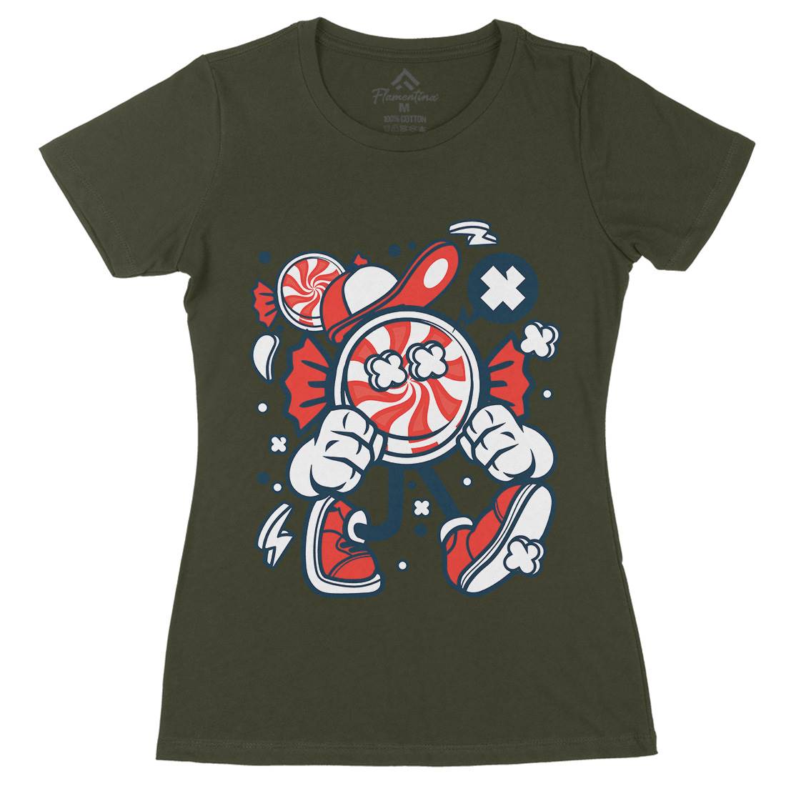 Candy Kid Womens Organic Crew Neck T-Shirt Retro C041