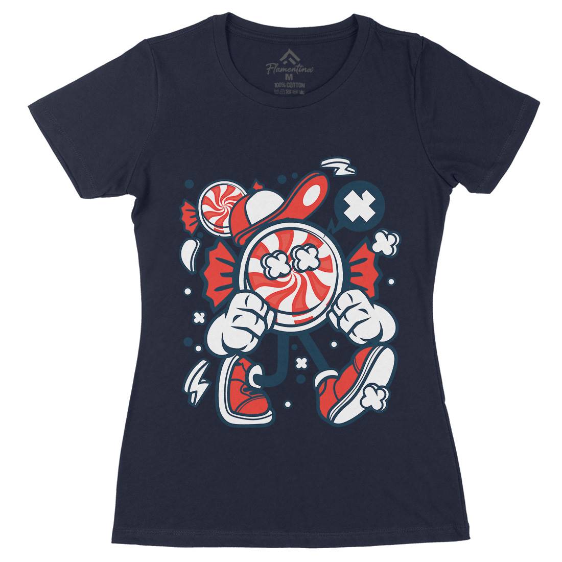 Candy Kid Womens Organic Crew Neck T-Shirt Retro C041