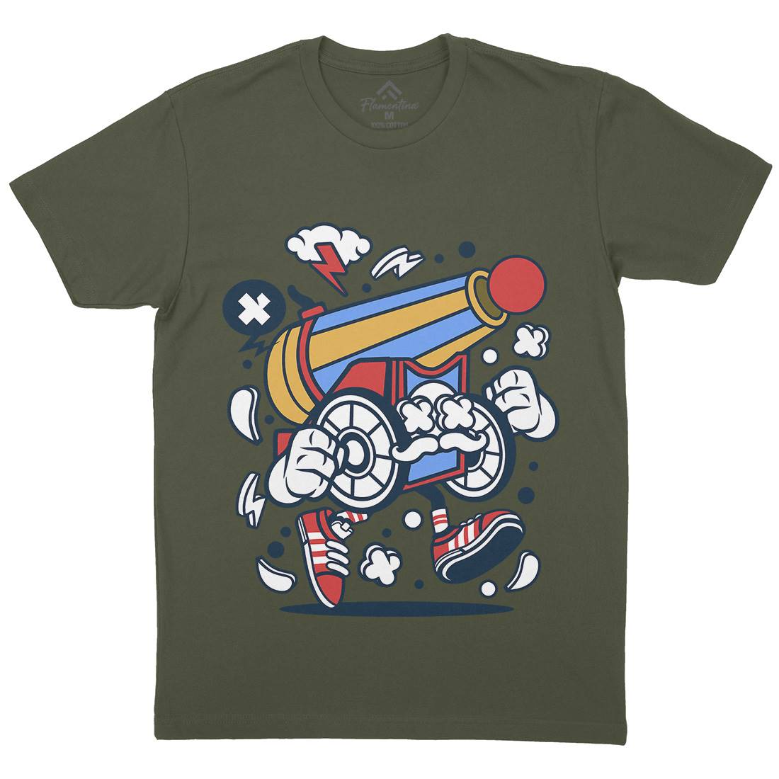 Cannonball Mens Organic Crew Neck T-Shirt Army C042