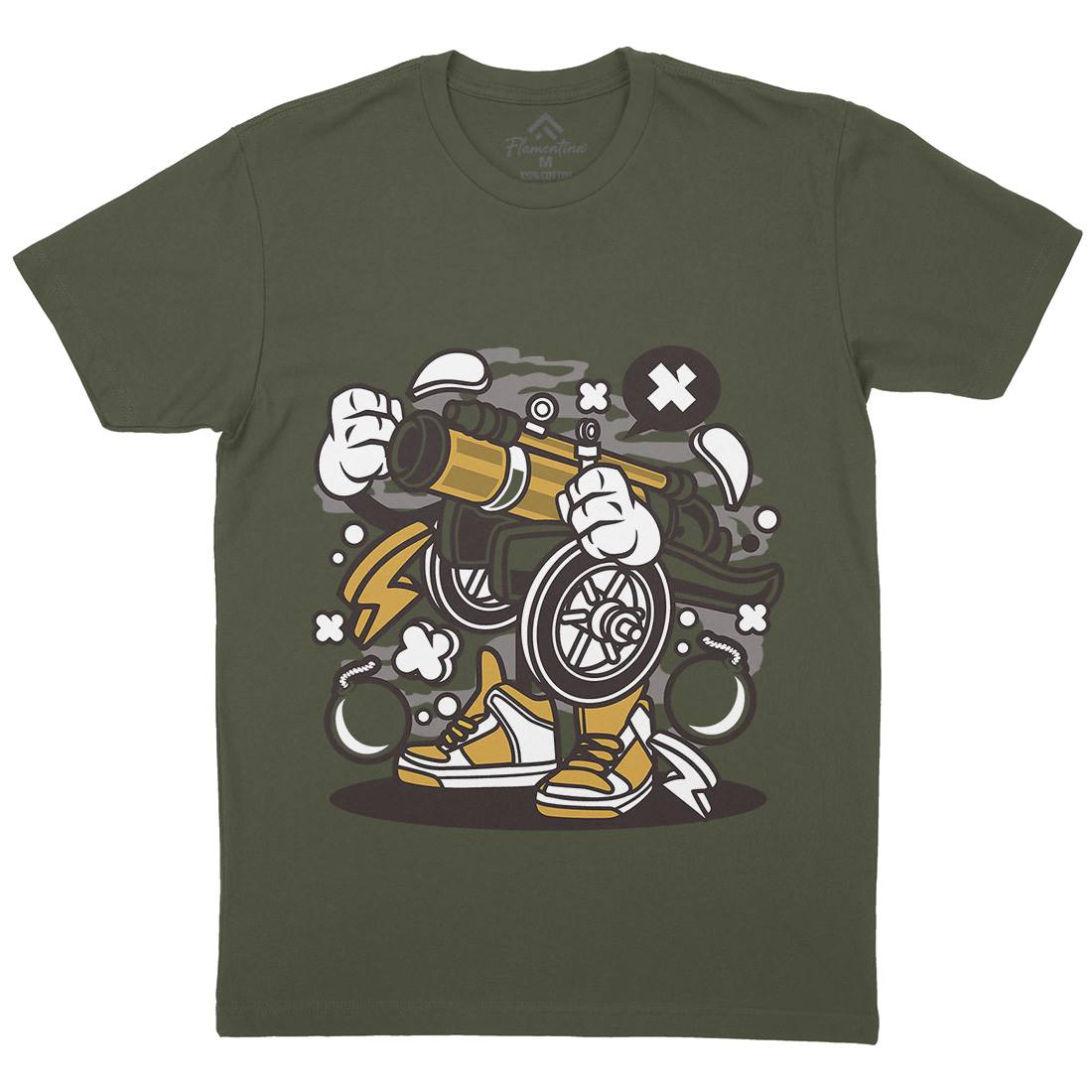 Cannonball Mens Organic Crew Neck T-Shirt Army C043