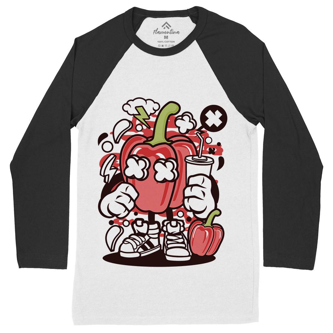 Capsicum Mens Long Sleeve Baseball T-Shirt Food C044