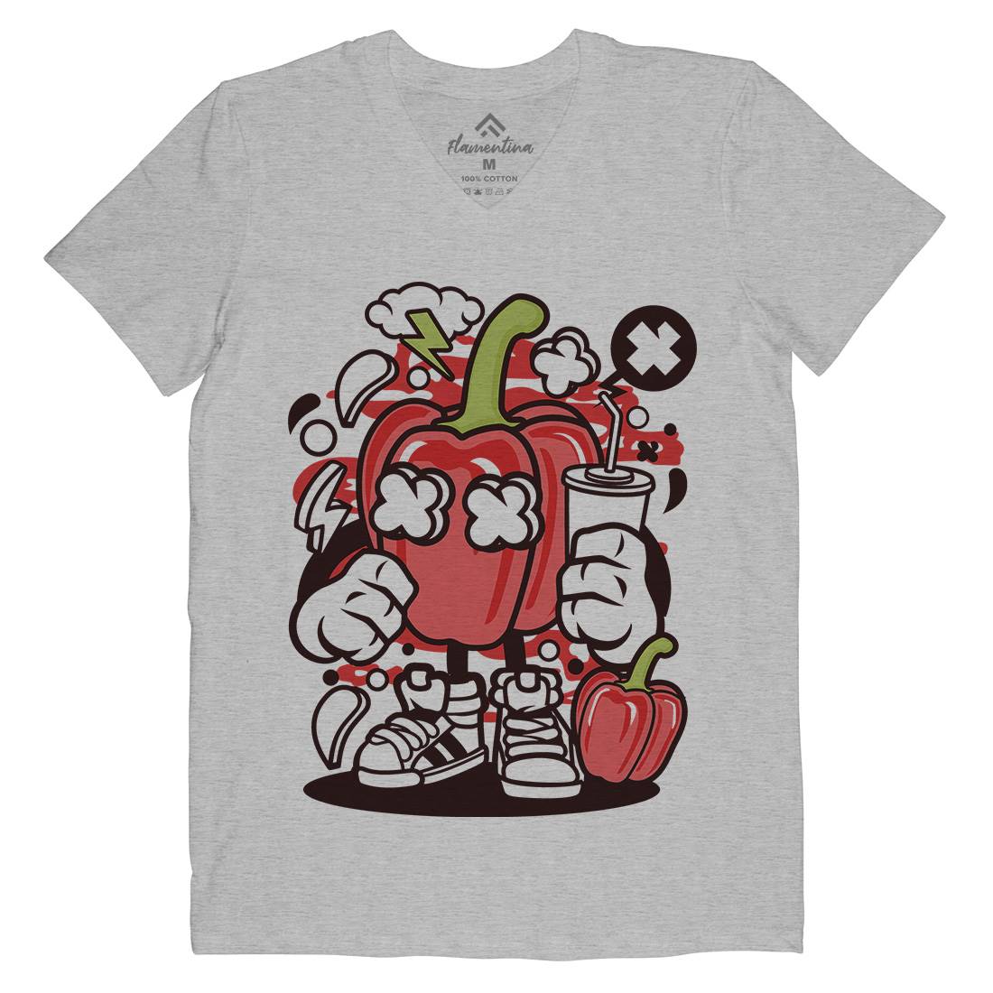 Capsicum Mens V-Neck T-Shirt Food C044