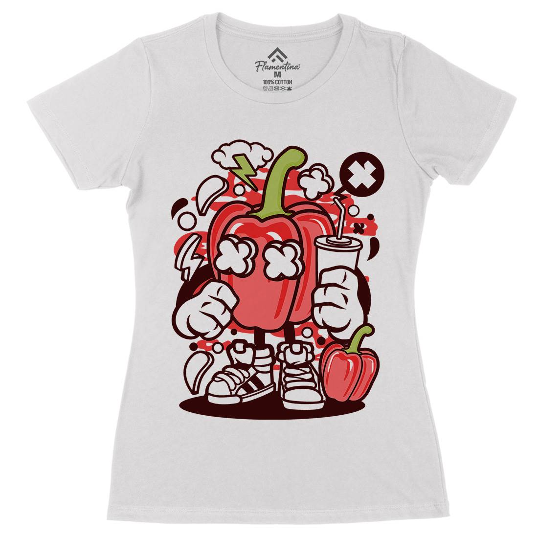 Capsicum Womens Organic Crew Neck T-Shirt Food C044