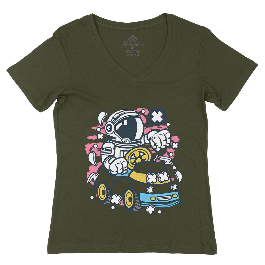 Car Toy Womens Organic V-Neck T-Shirt Cars C045
