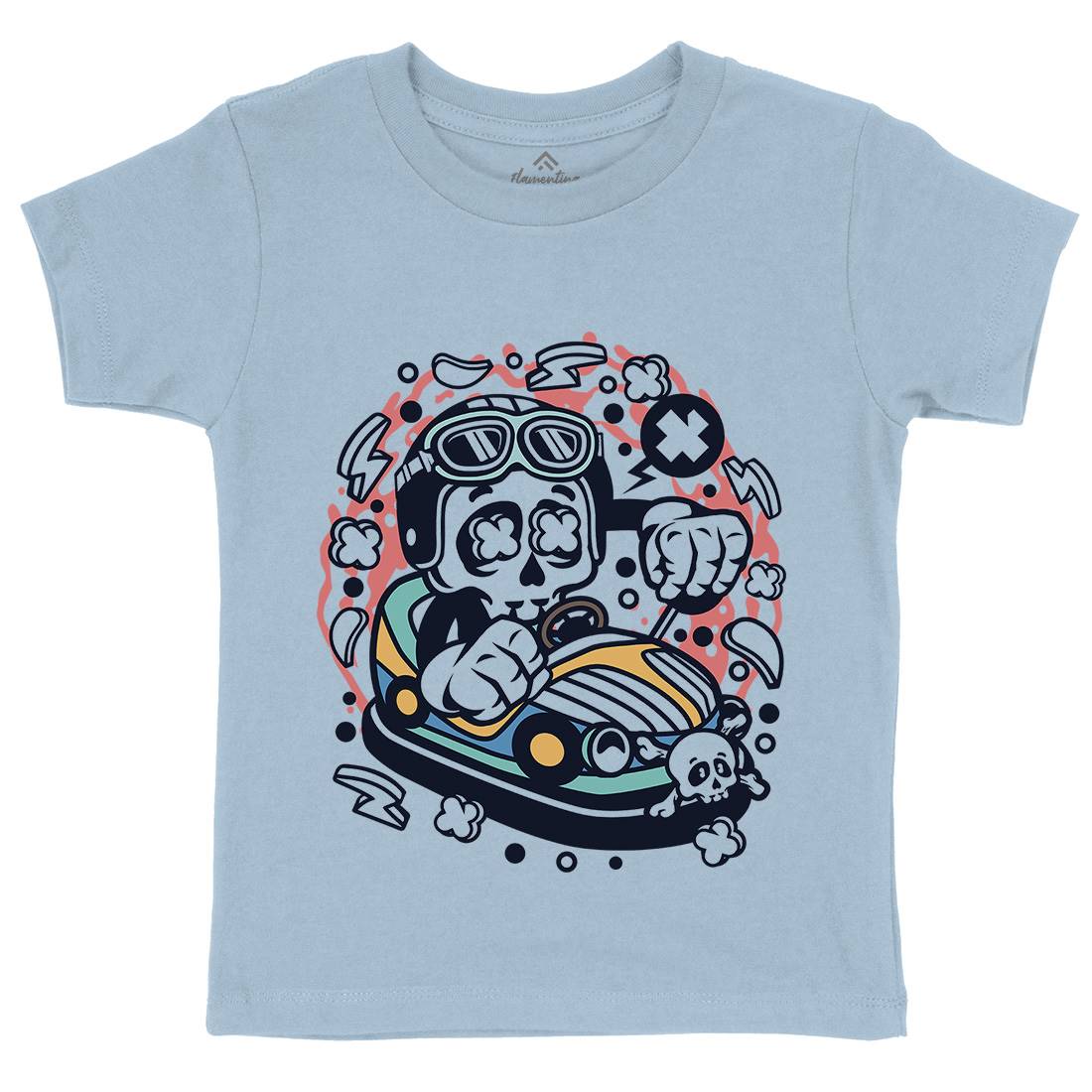 Car Toy Skull Kids Organic Crew Neck T-Shirt Cars C046
