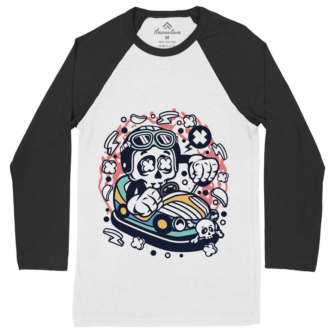 Car Toy Skull Mens Long Sleeve Baseball T-Shirt Cars C046