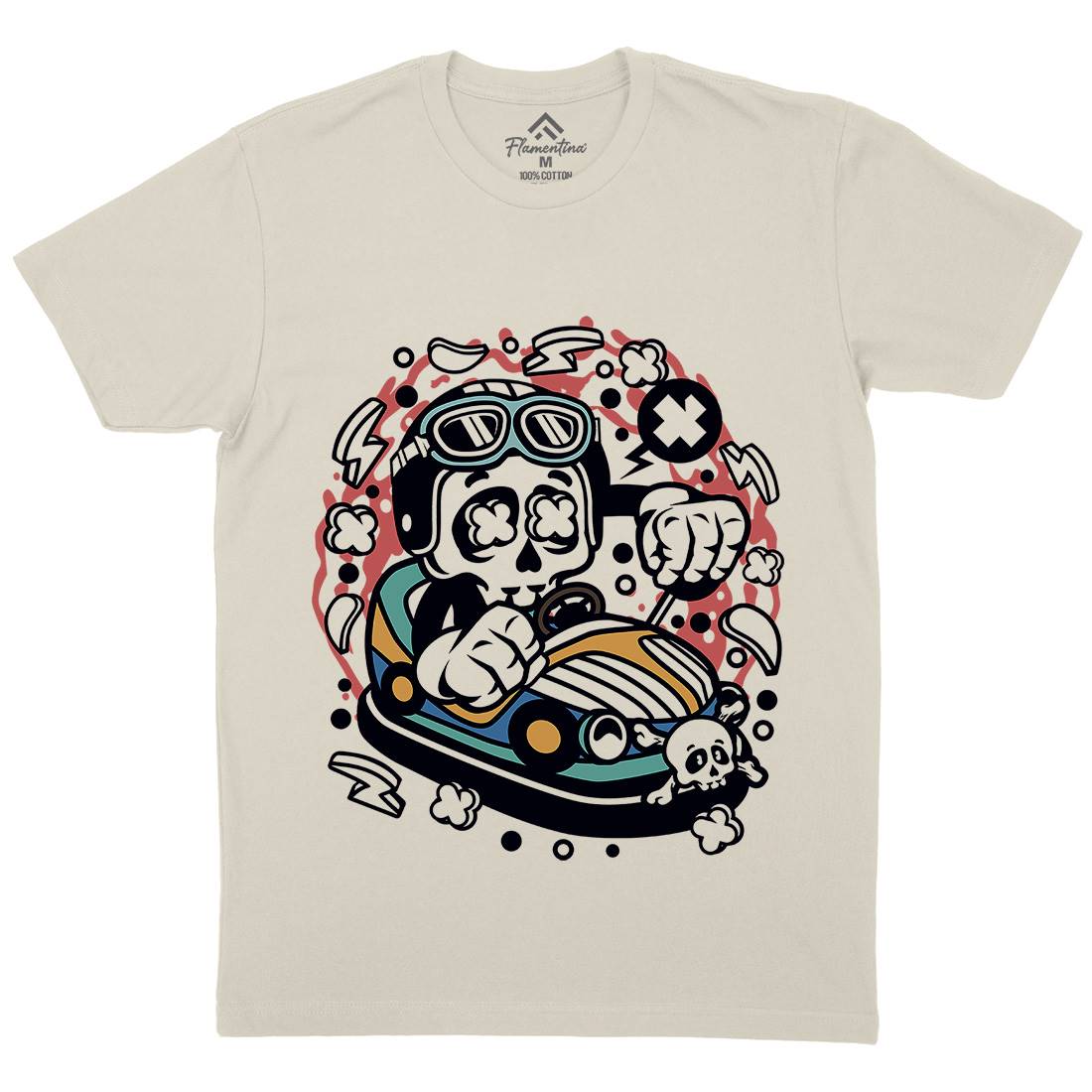 Car Toy Skull Mens Organic Crew Neck T-Shirt Cars C046