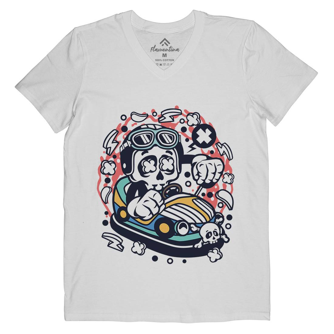 Car Toy Skull Mens V-Neck T-Shirt Cars C046