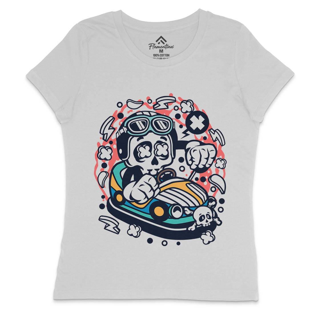 Car Toy Skull Womens Crew Neck T-Shirt Cars C046