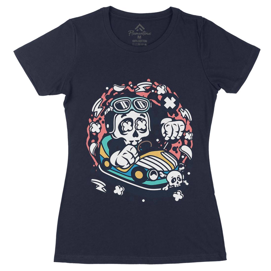 Car Toy Skull Womens Organic Crew Neck T-Shirt Cars C046