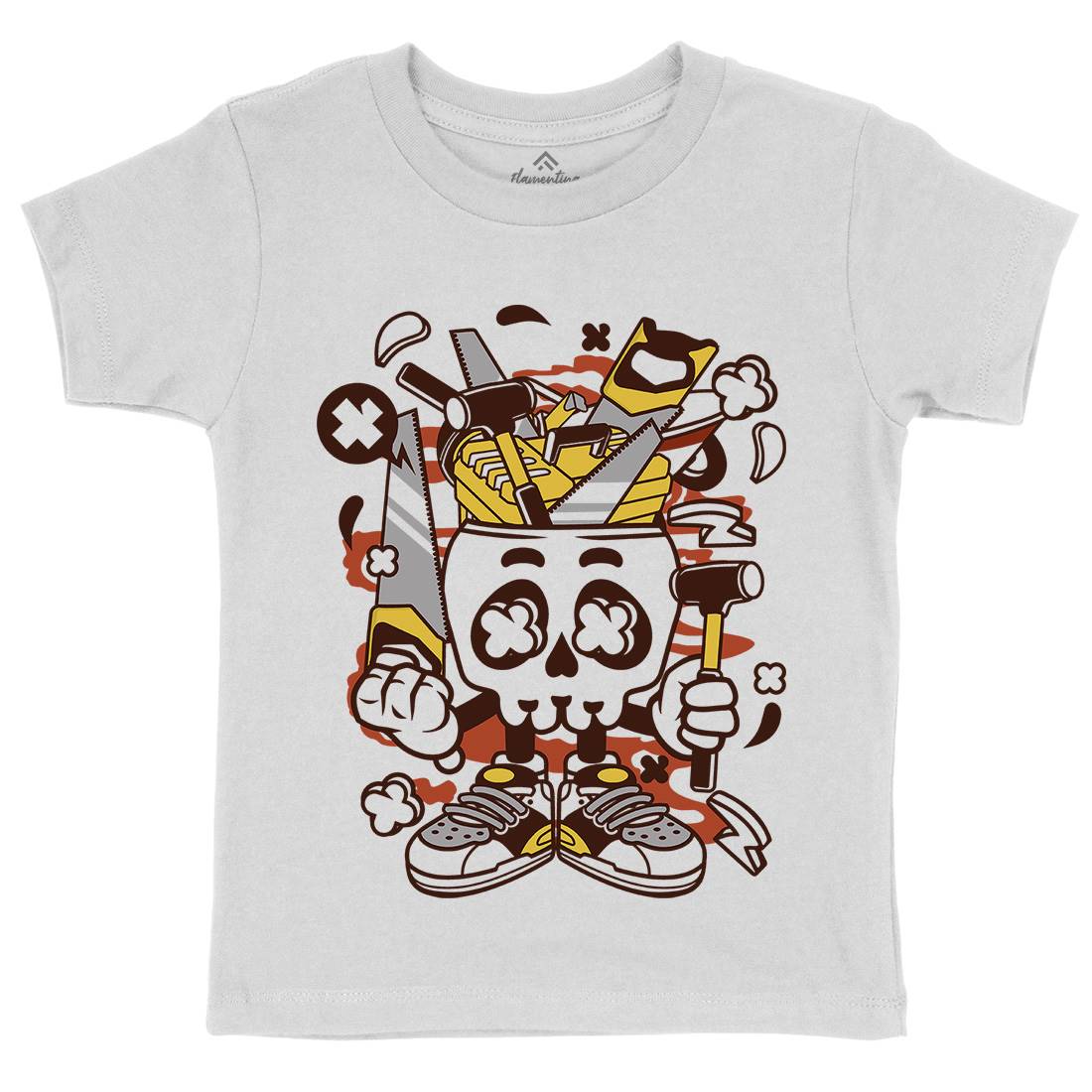 Carpentry Skull Kids Organic Crew Neck T-Shirt Work C047