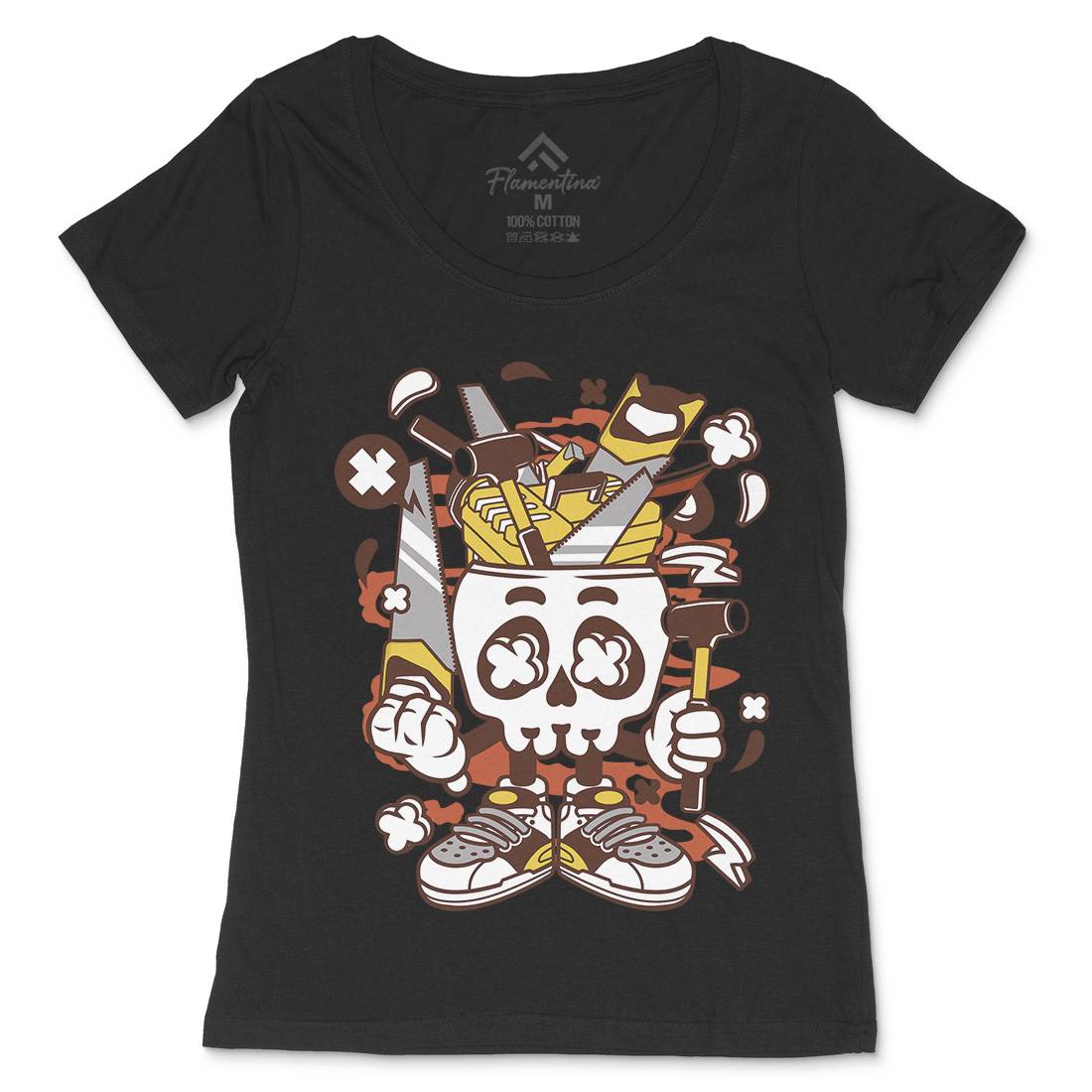 Carpentry Skull Womens Scoop Neck T-Shirt Work C047