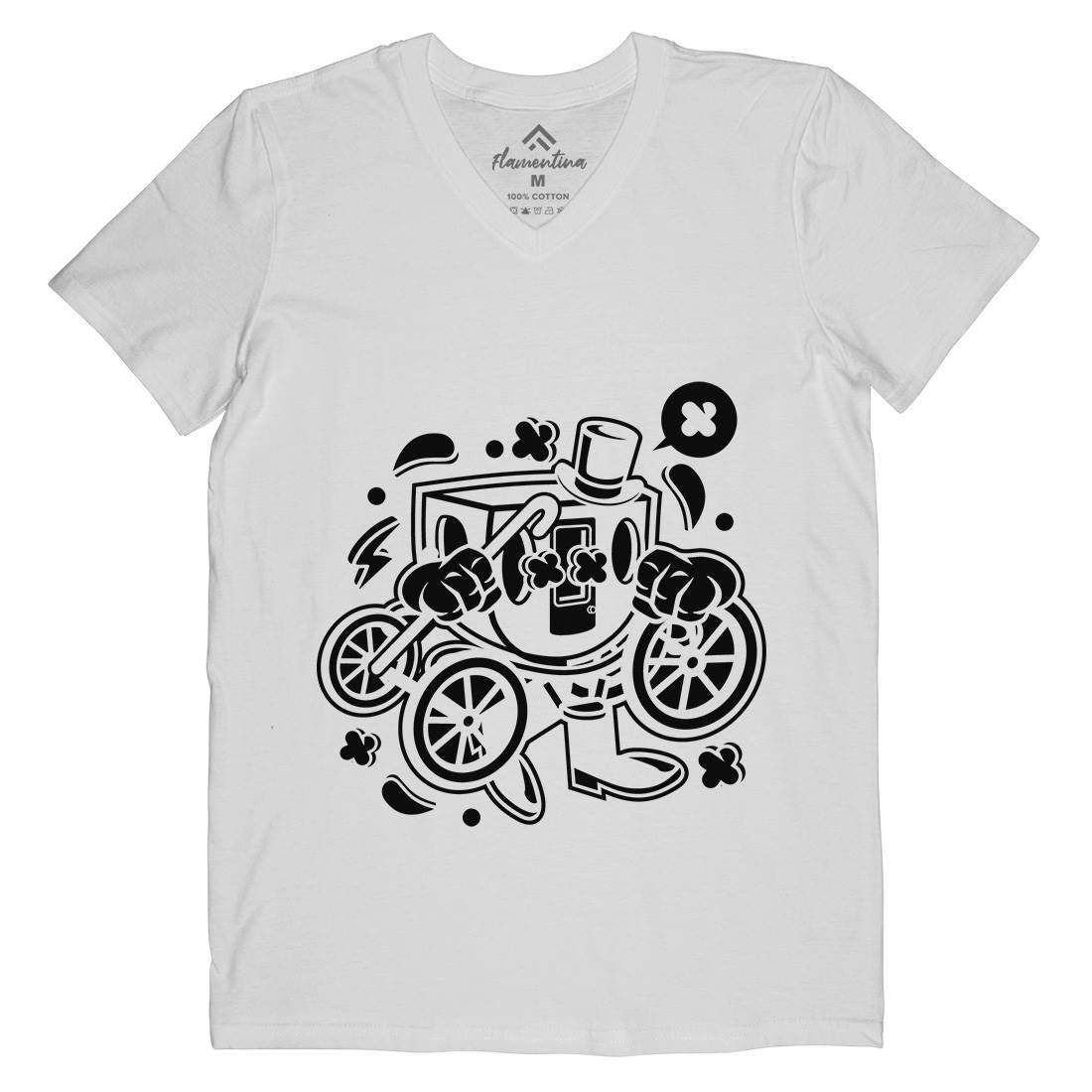 Carriage Mens Organic V-Neck T-Shirt Retro C048