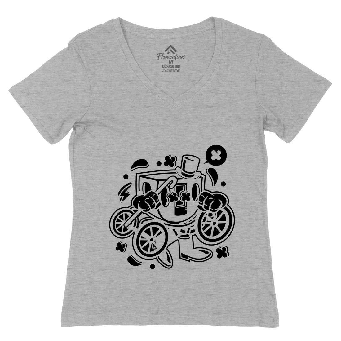 Carriage Womens Organic V-Neck T-Shirt Retro C048