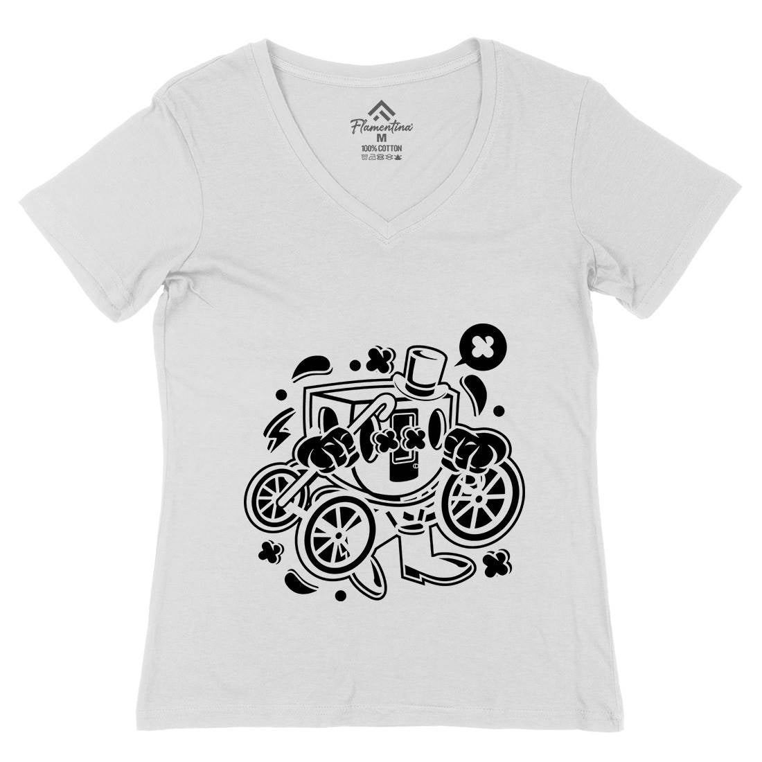 Carriage Womens Organic V-Neck T-Shirt Retro C048