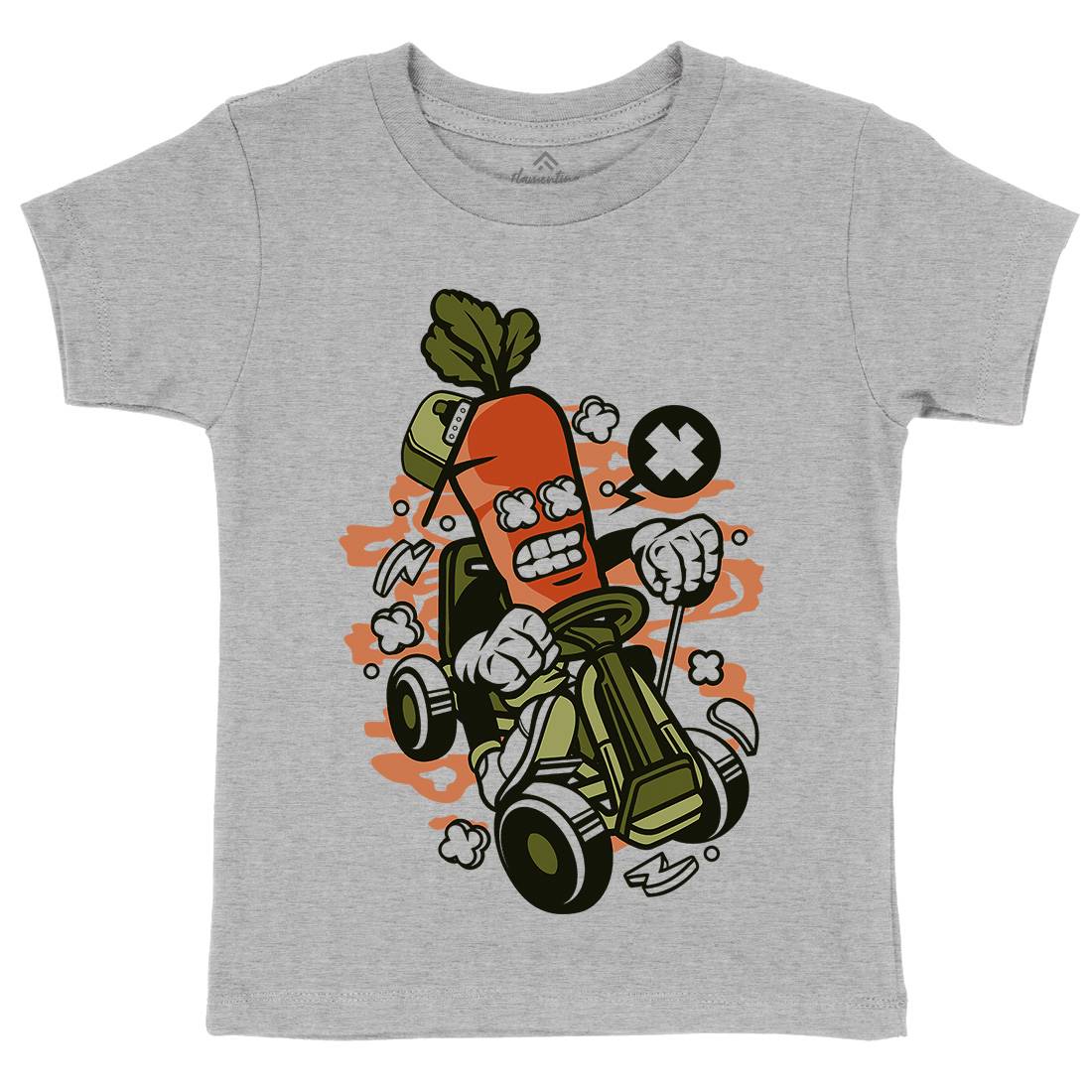 Carrot Go-Kart Rider Kids Organic Crew Neck T-Shirt Sport C049
