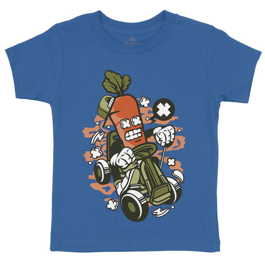Carrot Go-Kart Rider Kids Organic Crew Neck T-Shirt Sport C049