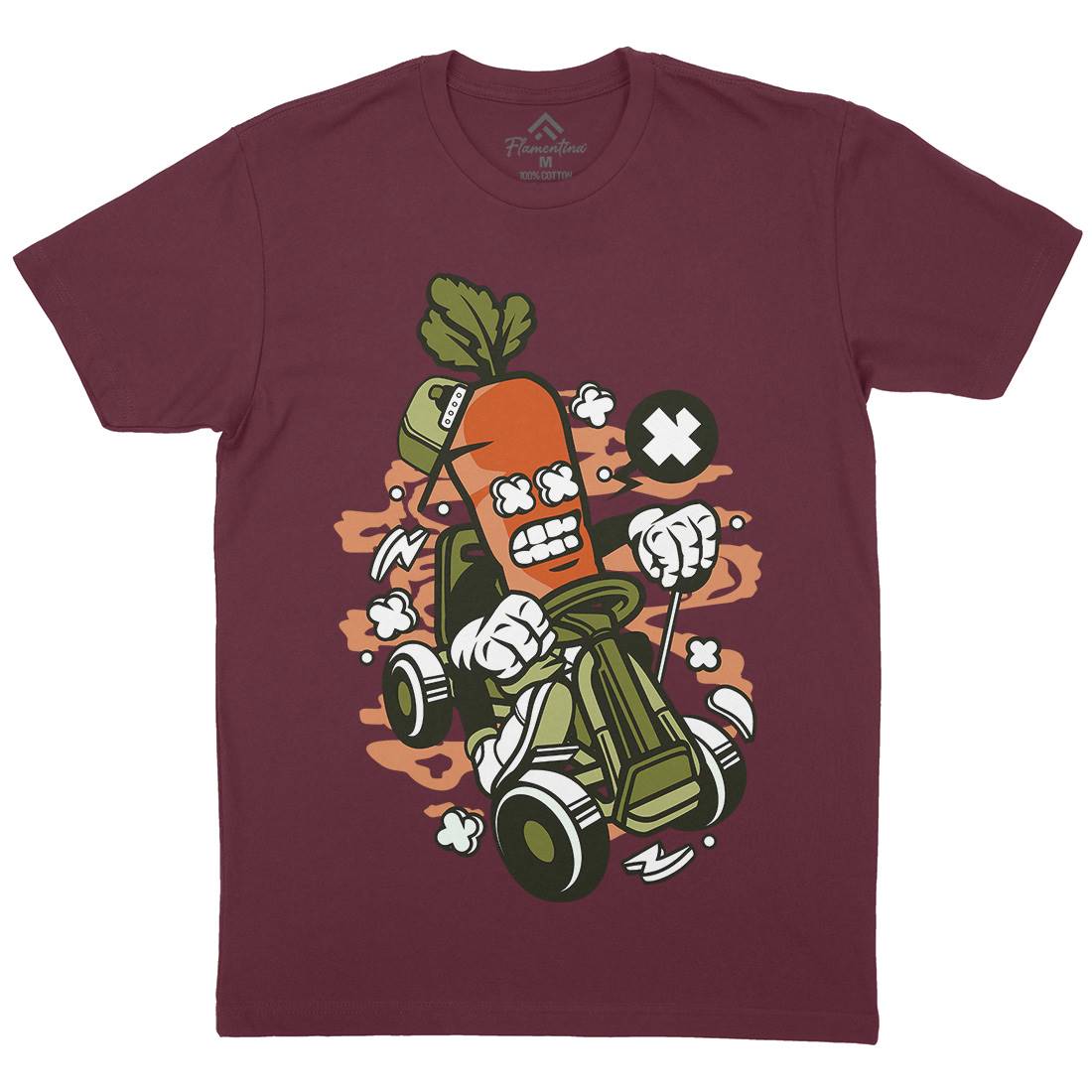 Carrot Go-Kart Rider Mens Organic Crew Neck T-Shirt Sport C049