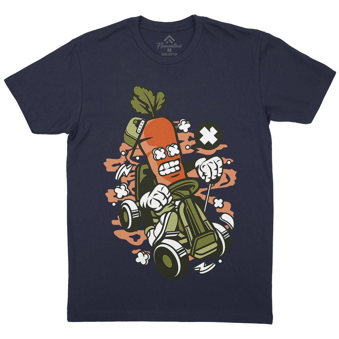 Carrot Go-Kart Rider Mens Organic Crew Neck T-Shirt Sport C049