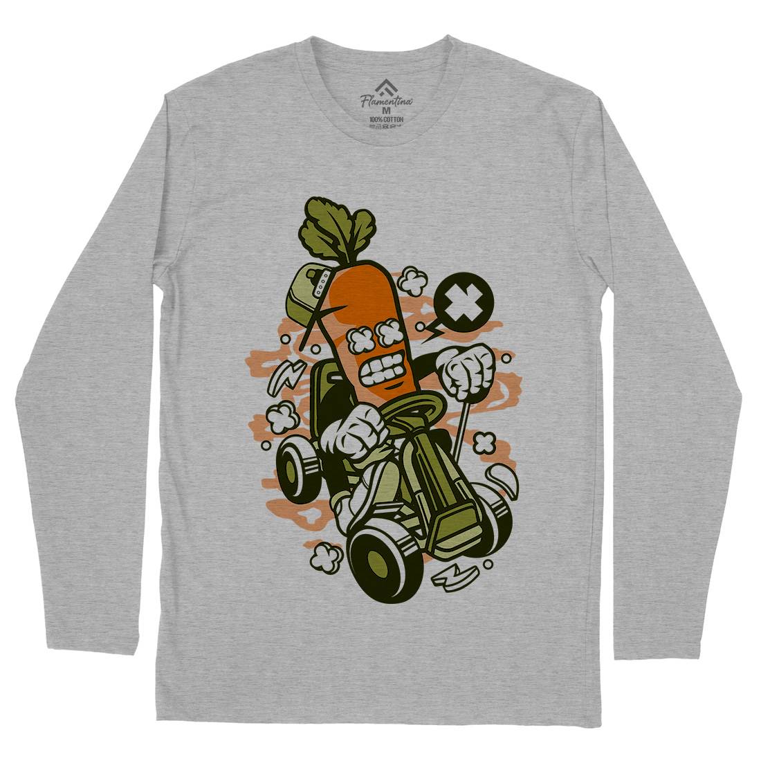 Carrot Go-Kart Rider Mens Long Sleeve T-Shirt Sport C049