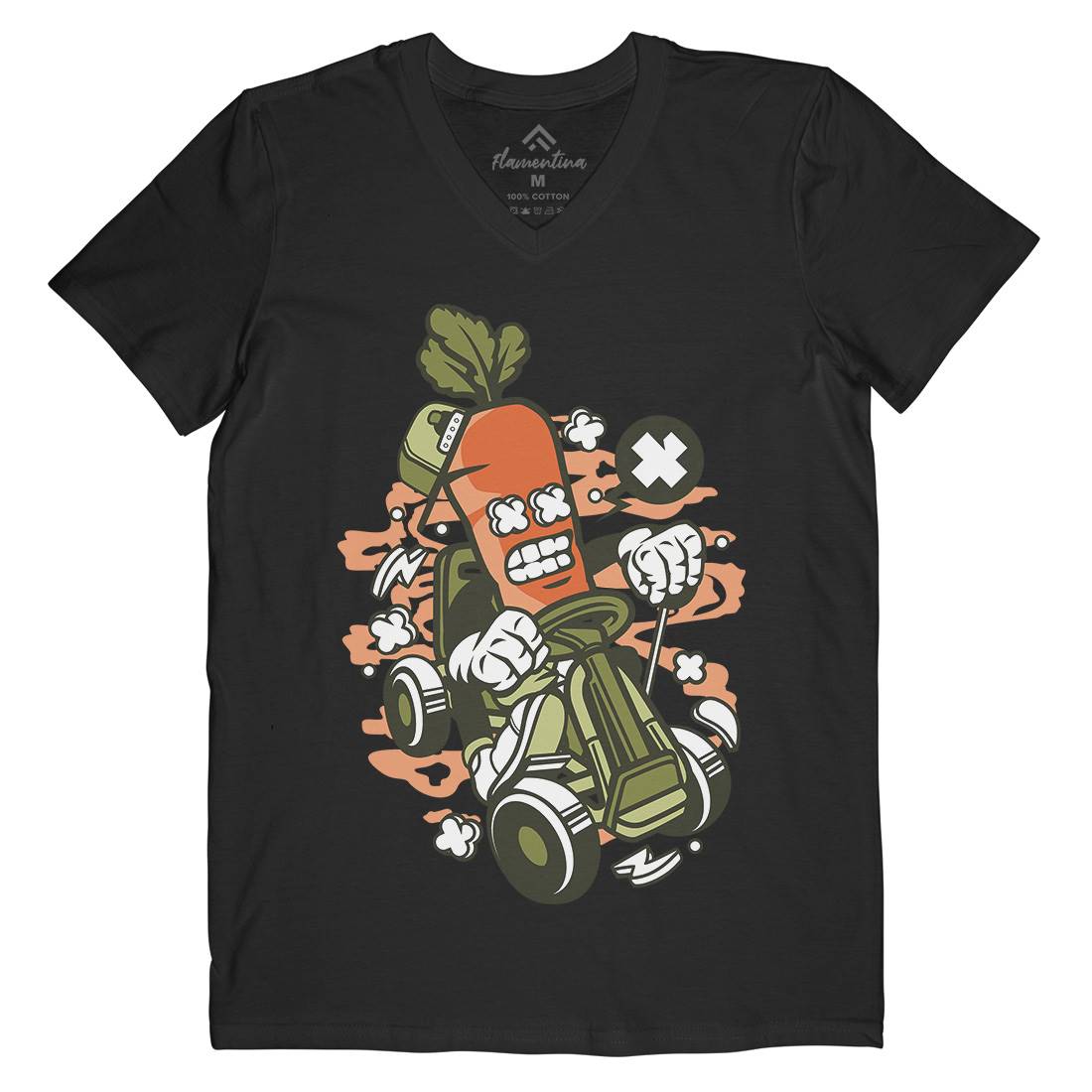 Carrot Go-Kart Rider Mens V-Neck T-Shirt Sport C049
