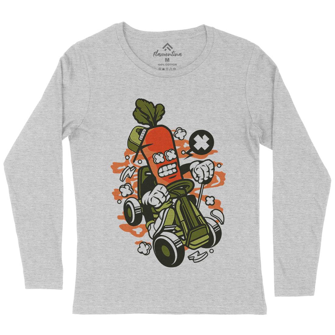 Carrot Go-Kart Rider Womens Long Sleeve T-Shirt Sport C049
