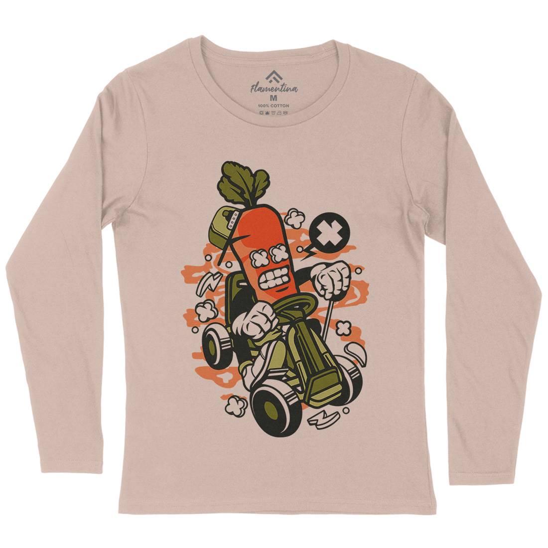 Carrot Go-Kart Rider Womens Long Sleeve T-Shirt Sport C049