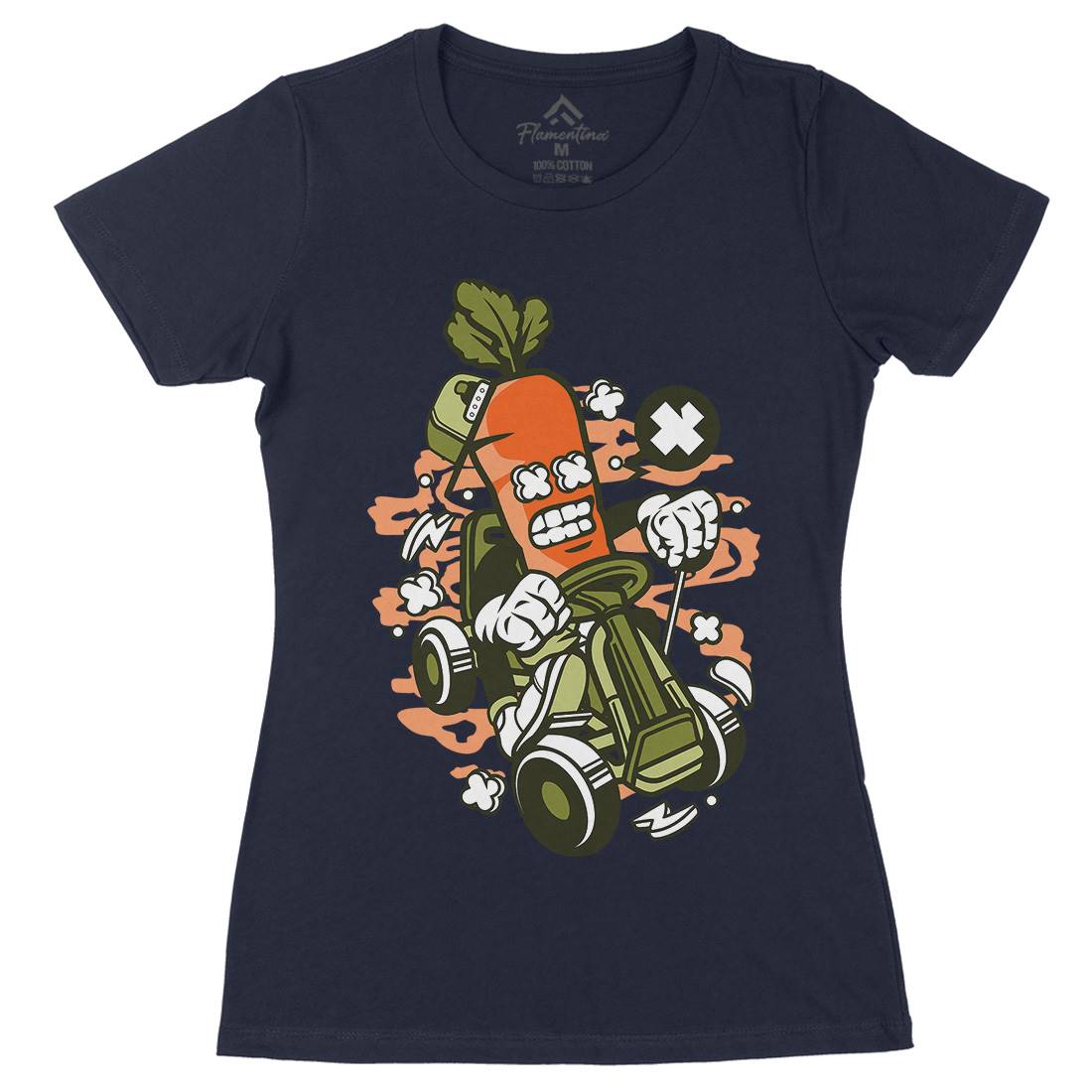 Carrot Go-Kart Rider Womens Organic Crew Neck T-Shirt Sport C049