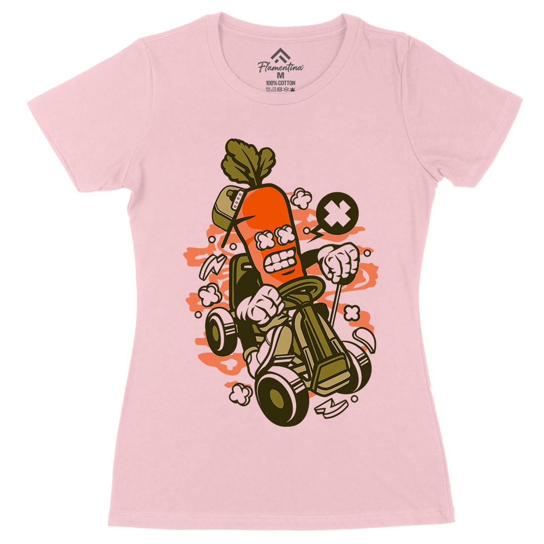 Carrot Go-Kart Rider Womens Organic Crew Neck T-Shirt Sport C049