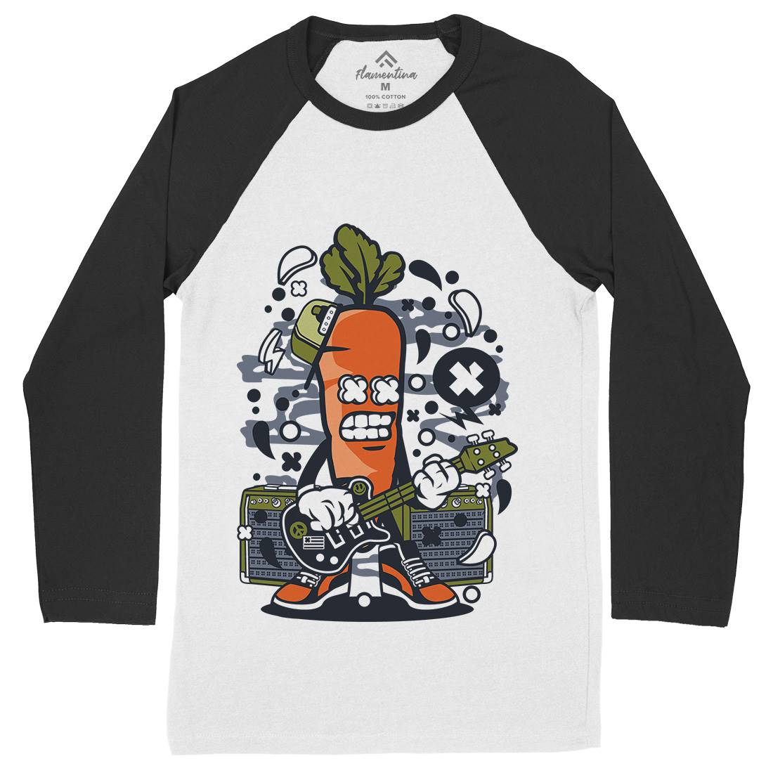 Carrot Rocker Mens Long Sleeve Baseball T-Shirt Music C050