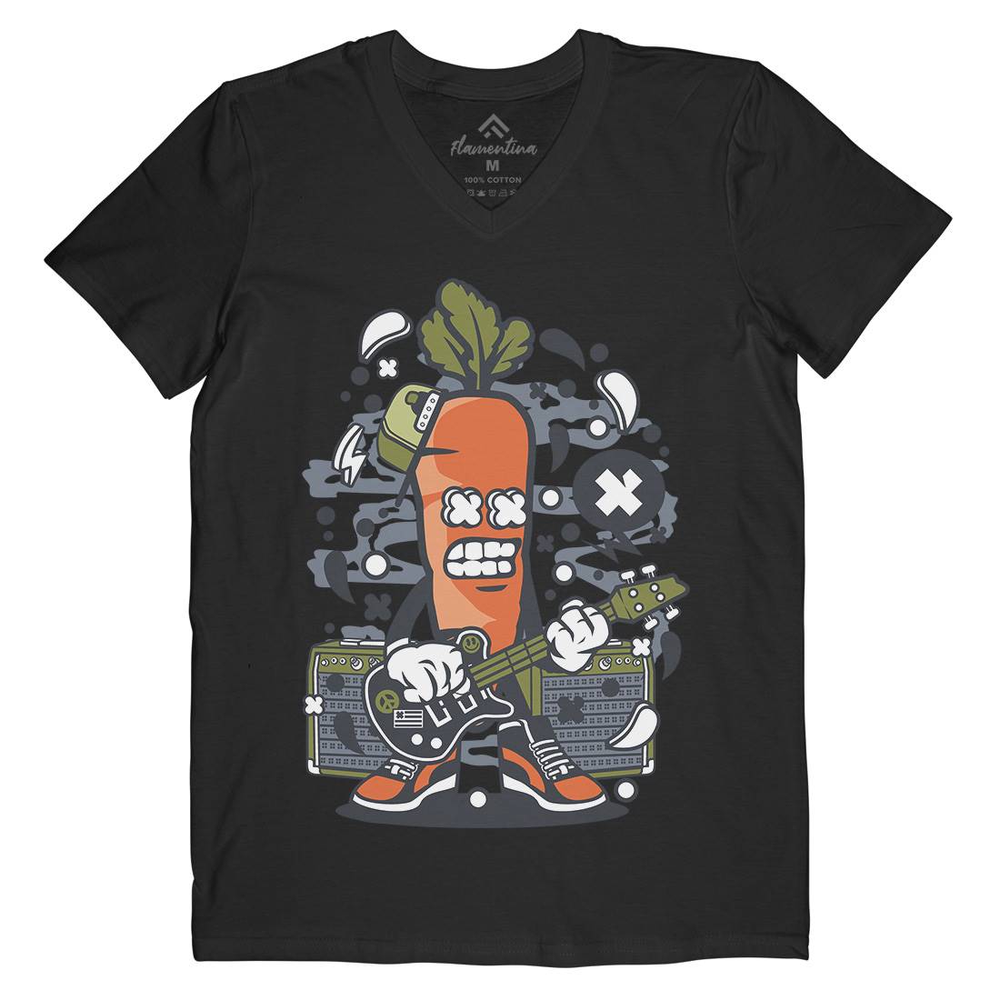 Carrot Rocker Mens Organic V-Neck T-Shirt Music C050