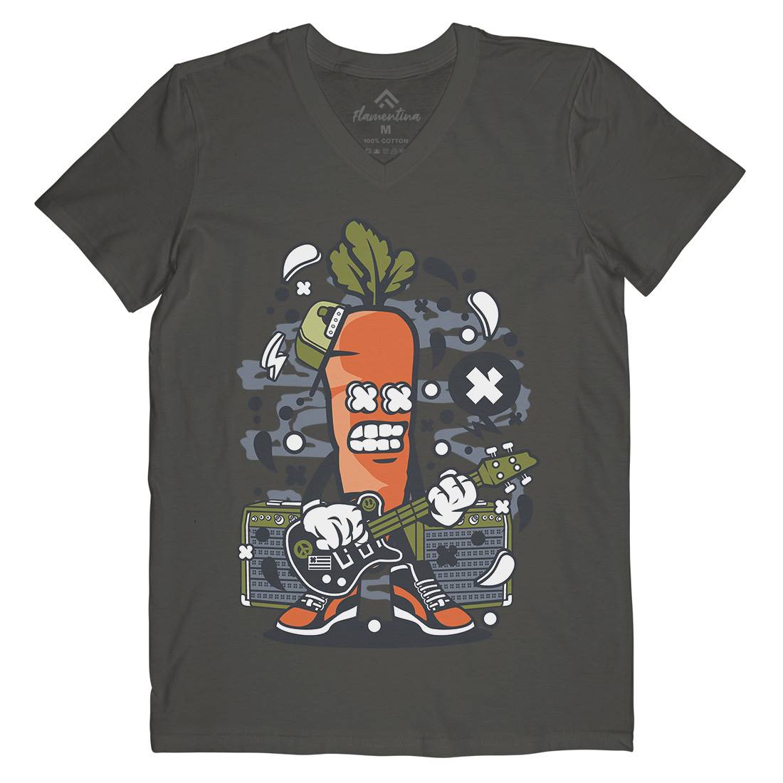 Carrot Rocker Mens V-Neck T-Shirt Music C050