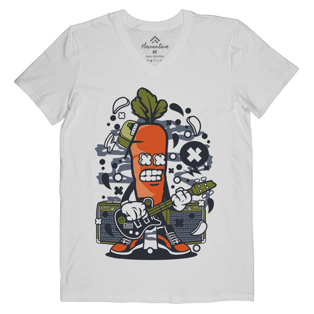 Carrot Rocker Mens V-Neck T-Shirt Music C050