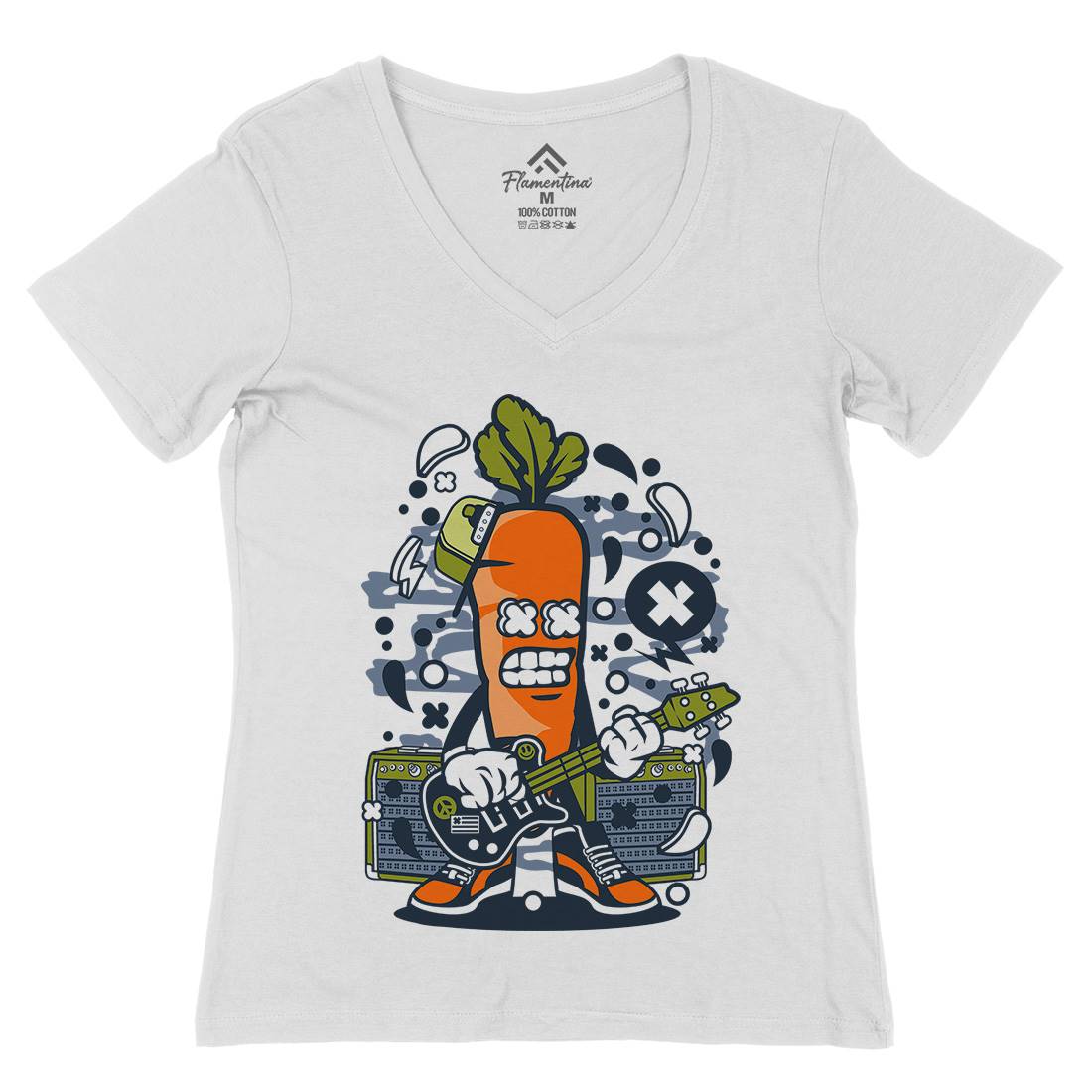 Carrot Rocker Womens Organic V-Neck T-Shirt Music C050