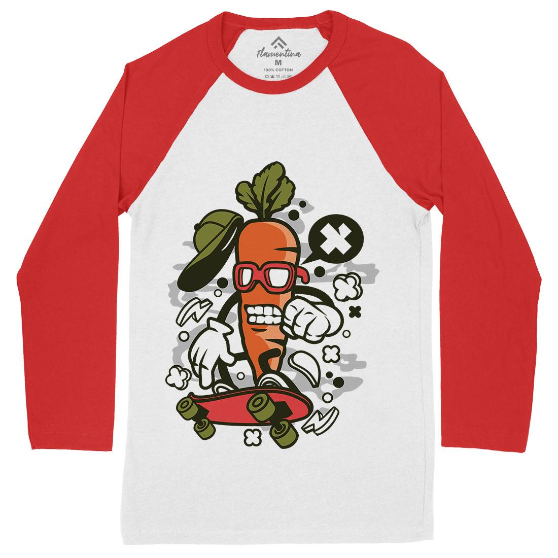 Carrot Skater Mens Long Sleeve Baseball T-Shirt Skate C051