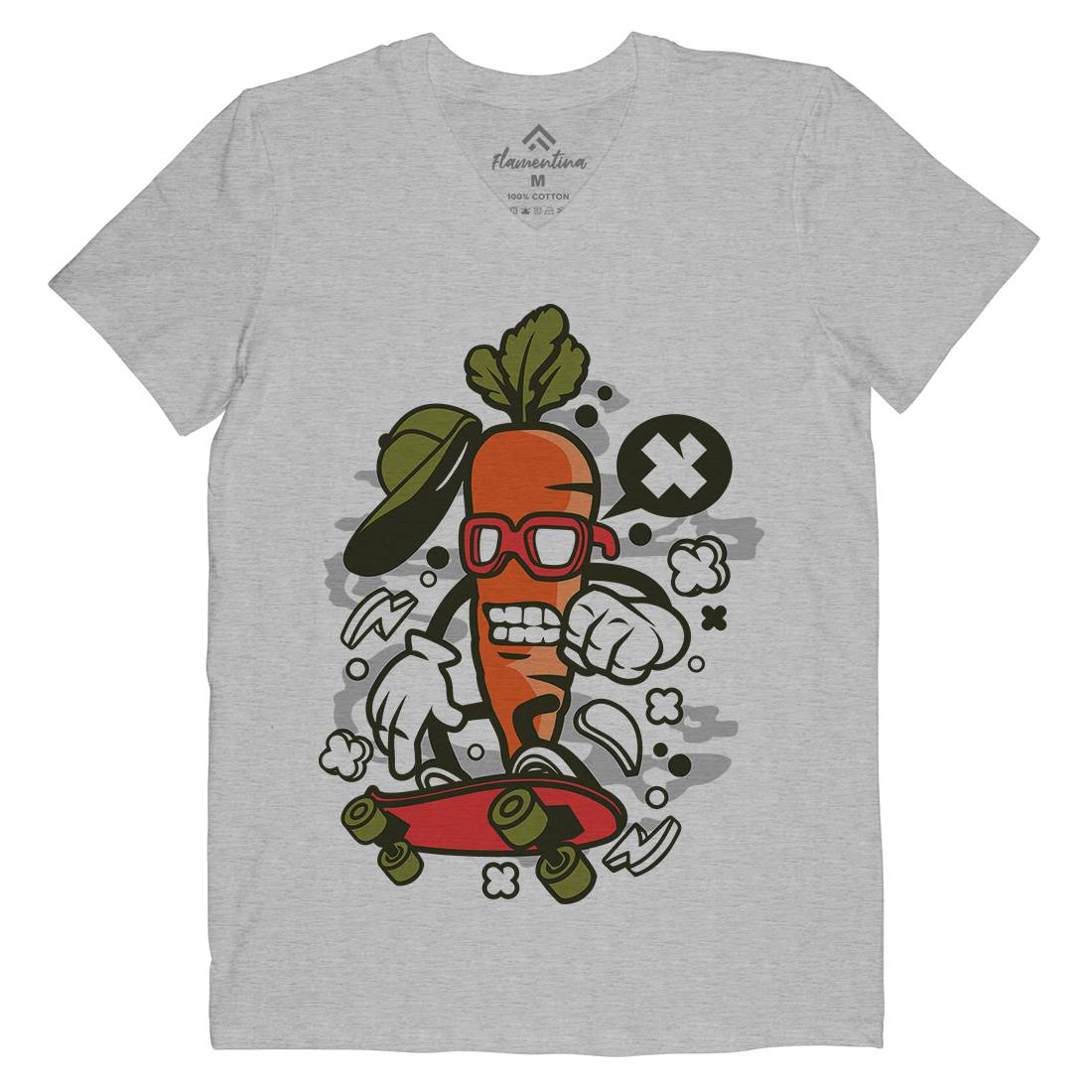 Carrot Skater Mens Organic V-Neck T-Shirt Skate C051
