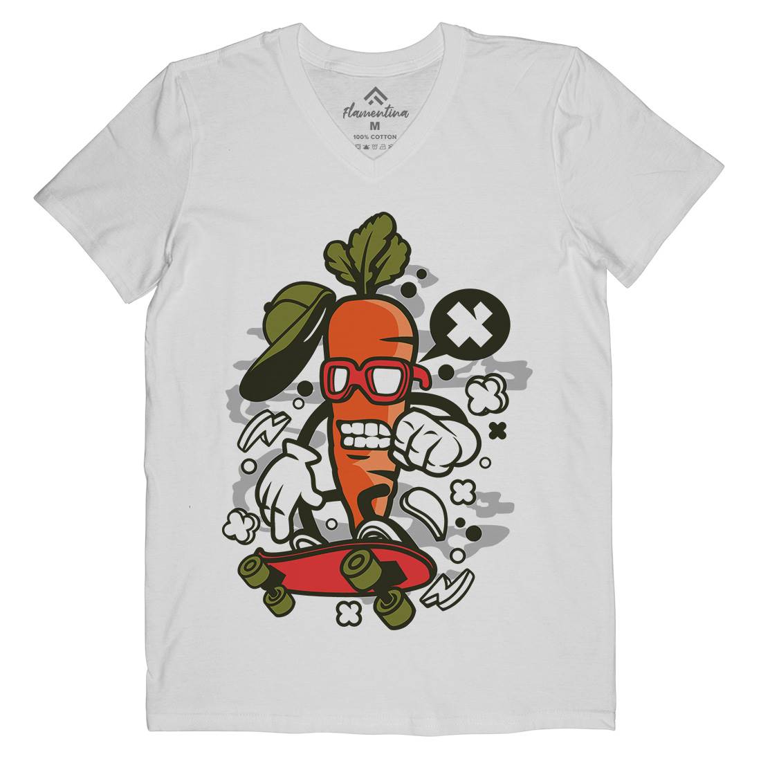 Carrot Skater Mens Organic V-Neck T-Shirt Skate C051