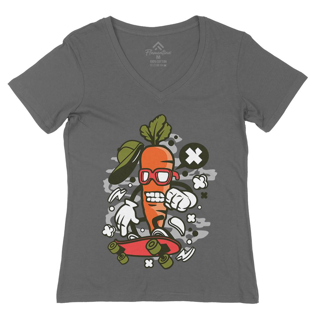 Carrot Skater Womens Organic V-Neck T-Shirt Skate C051