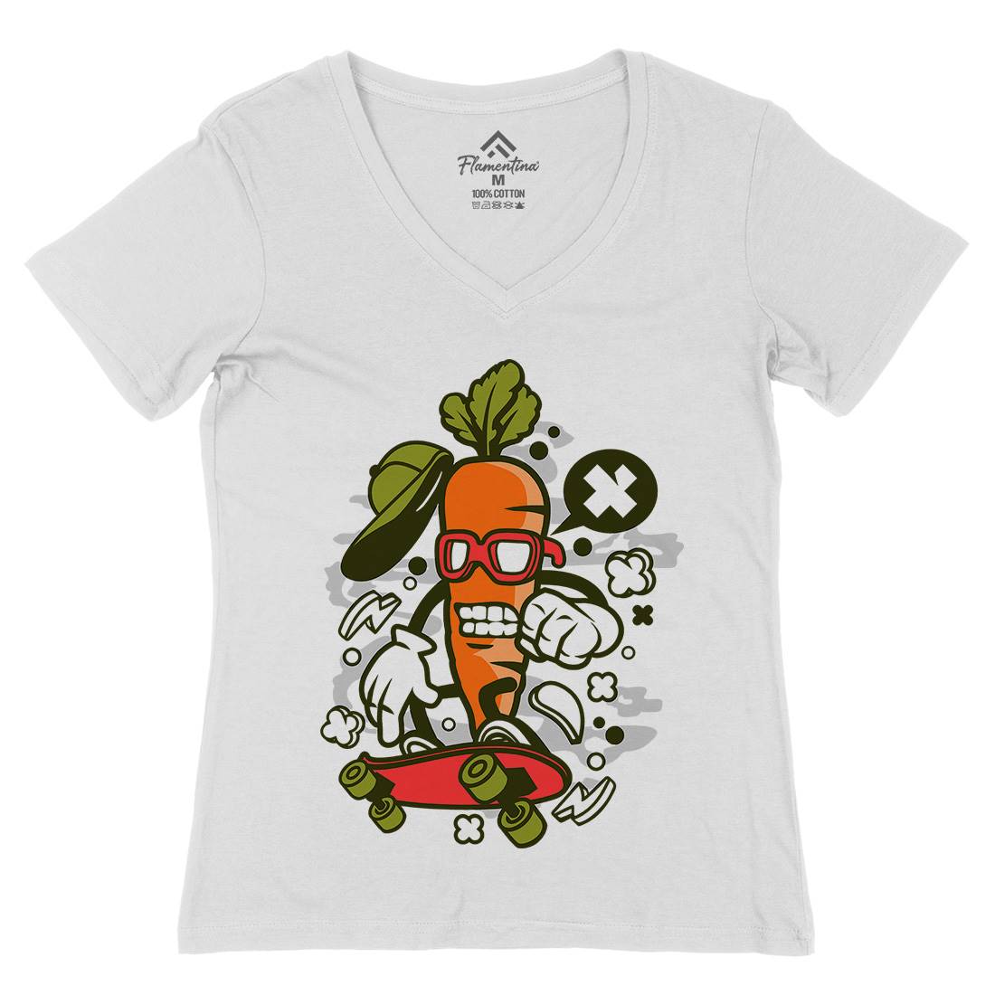 Carrot Skater Womens Organic V-Neck T-Shirt Skate C051