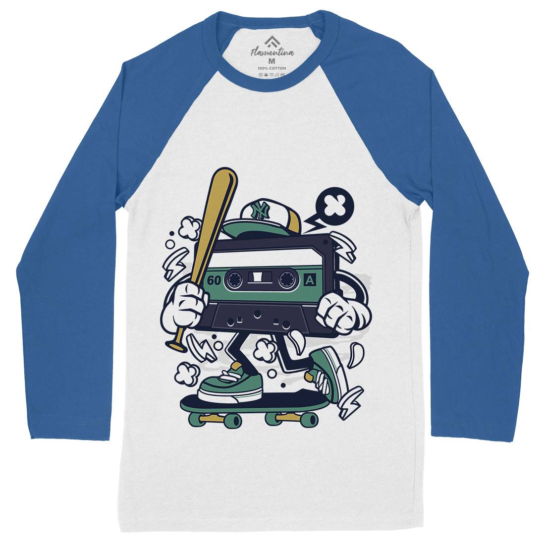 Cassette Skater Mens Long Sleeve Baseball T-Shirt Skate C052