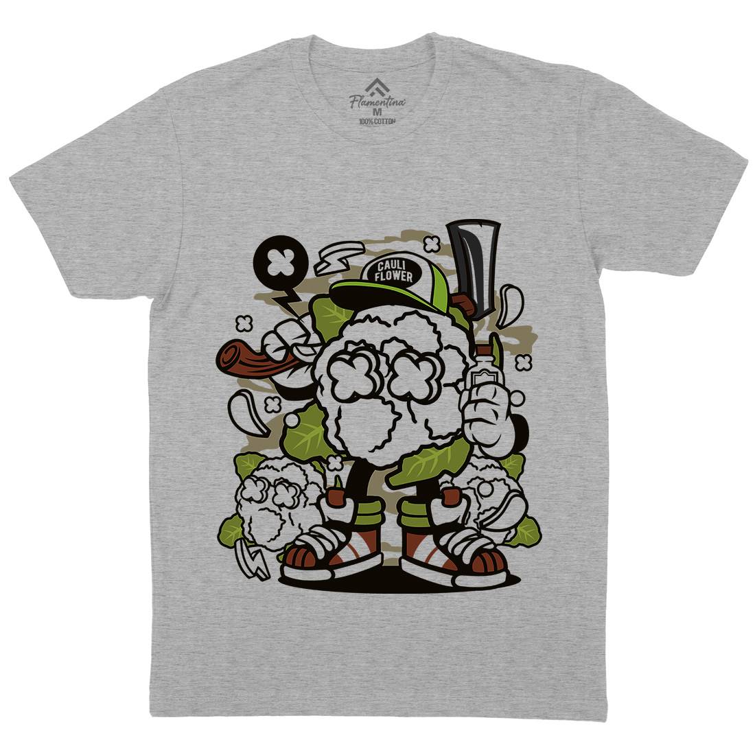 Cauliflower Mens Organic Crew Neck T-Shirt Food C053