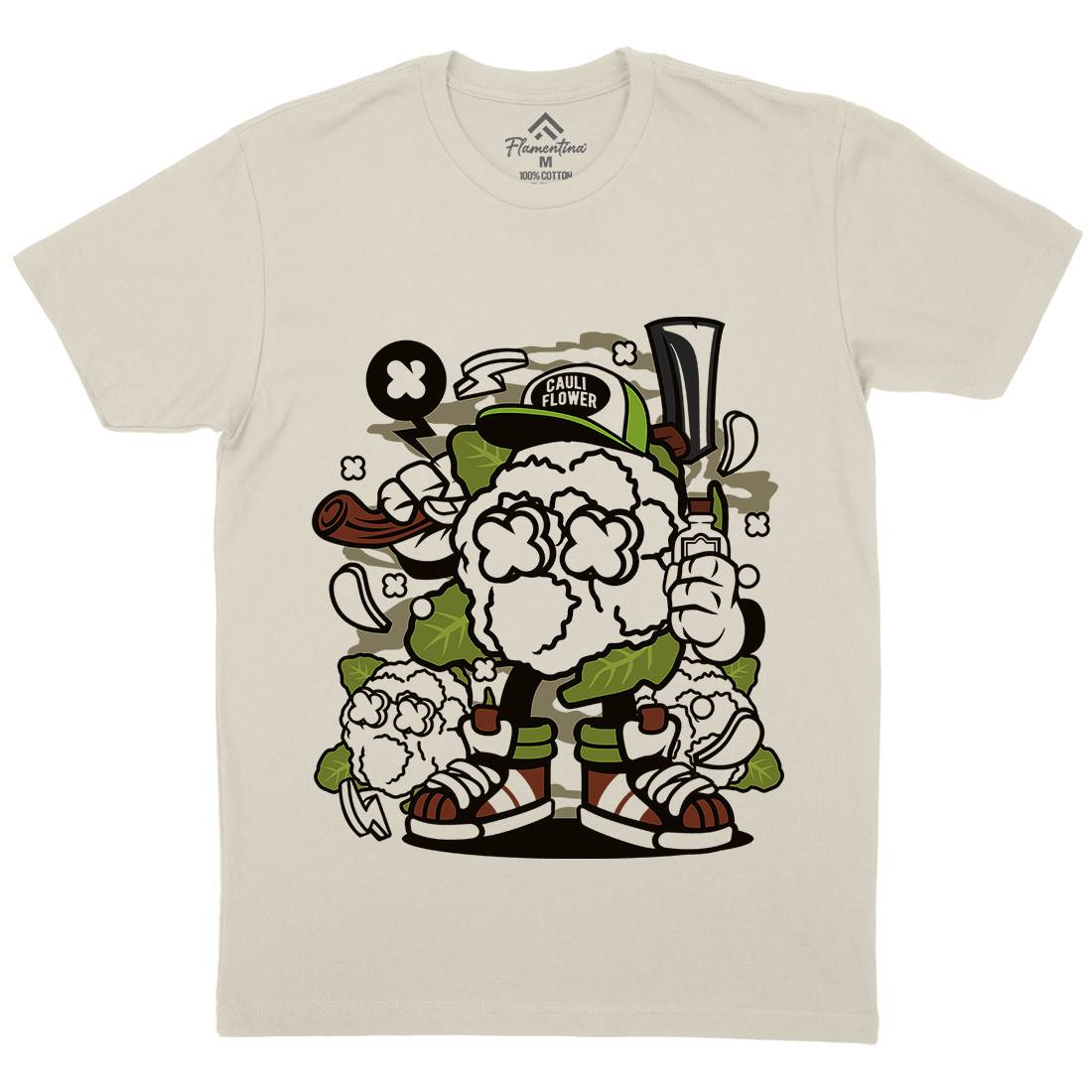 Cauliflower Mens Organic Crew Neck T-Shirt Food C053