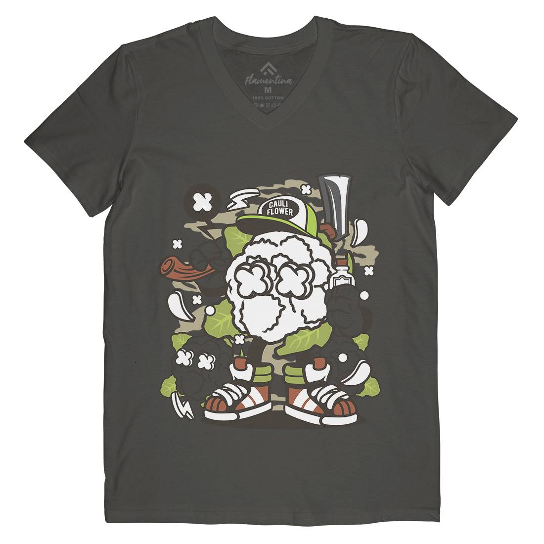 Cauliflower Mens V-Neck T-Shirt Food C053
